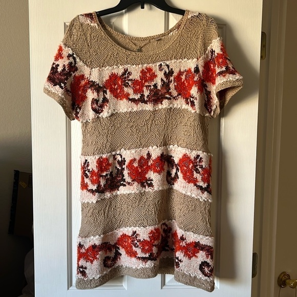 Anthropologie Tops - Anthropologie Knotted & Knotted tan and orange striped tunic size L